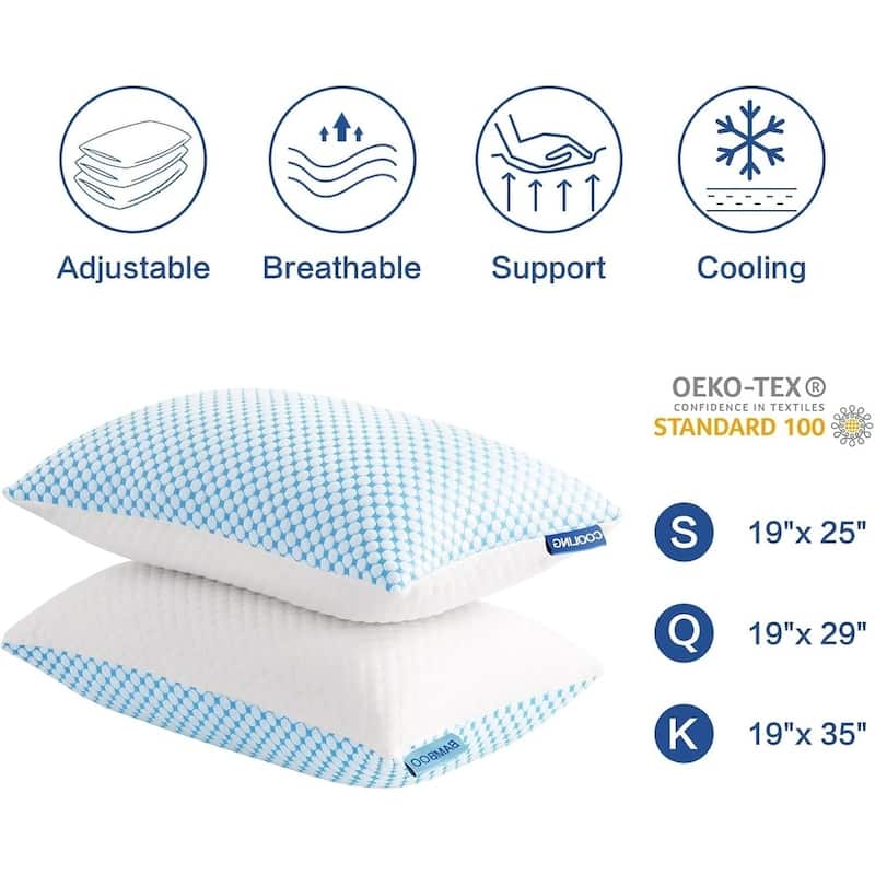2-Pack Memory Foam Pillow, Cooling & Soft