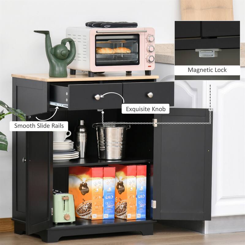 Cabinet with 2 Drawers Doors and Adjustable Shelf