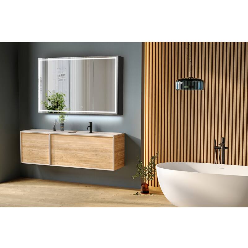 Hesili Rectangular Frameless LED Lighted Bathroom Mirror Medicine Cabinet