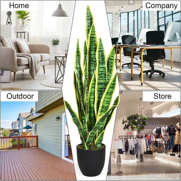 Shop Gymax Artificial Snake Plant 35 5 Fake Sansevieria Indoor