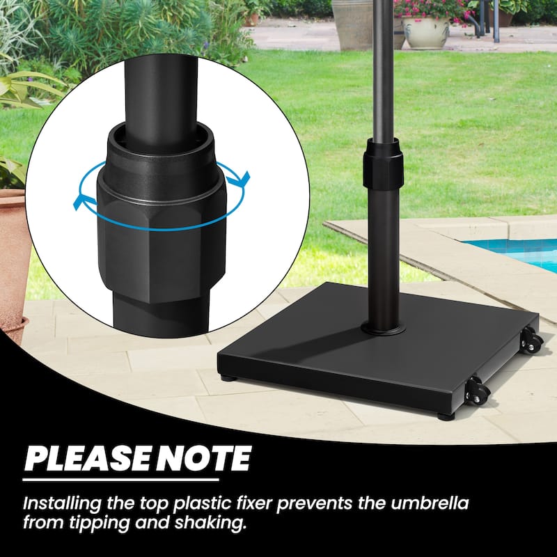 Outdoor Market Umbrella Base Holder Square Concrete / Cement Metal w/Wheels