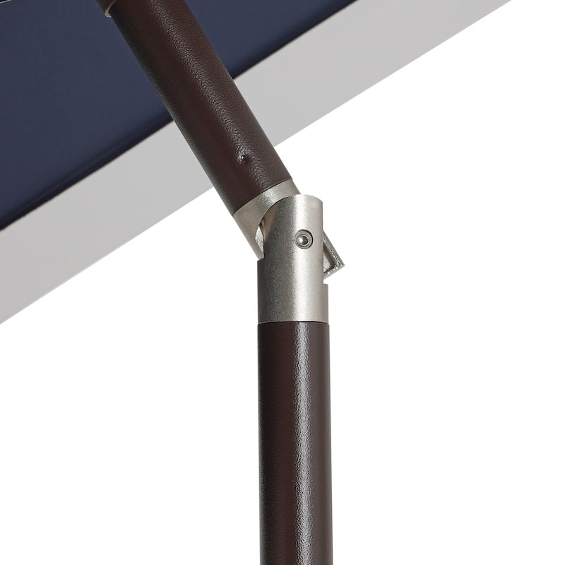 Sidney 9 ft. 2-Tone Solar LED Market Patio Umbrella with 12 LED Strip Lights, Auto-Tilt, Crank and UV Protection, by JONATHAN Y