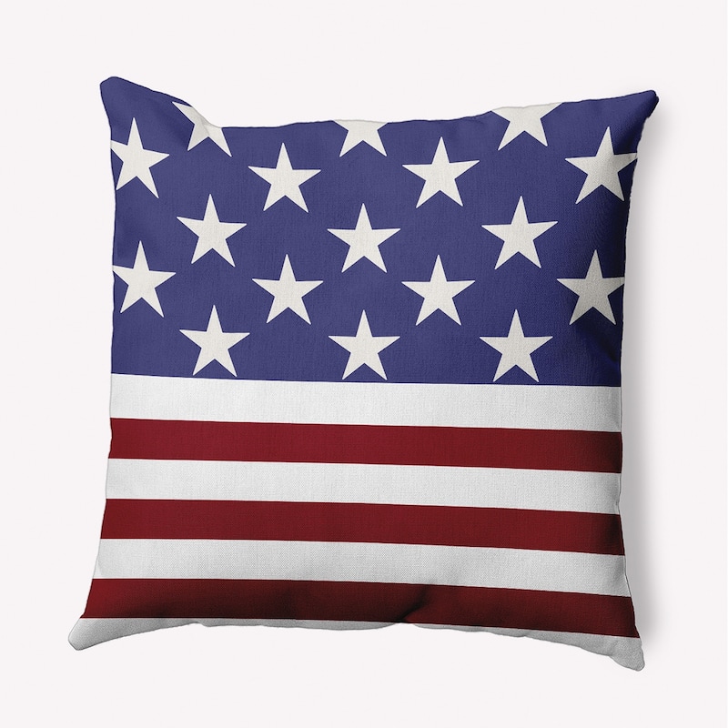 July 4th USA Flag Decorative Throw Pillow - 20" x 20" - Purplish Blue