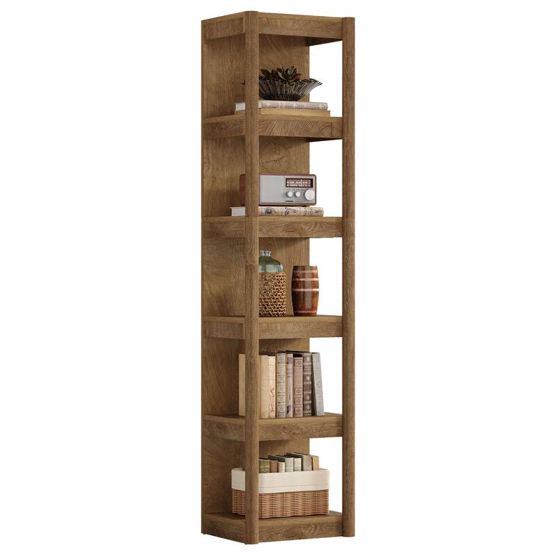 70.9" Bookshelf, Open Storage Rack Bookcase, Corner Display Shelf for Living Room, Bathroom