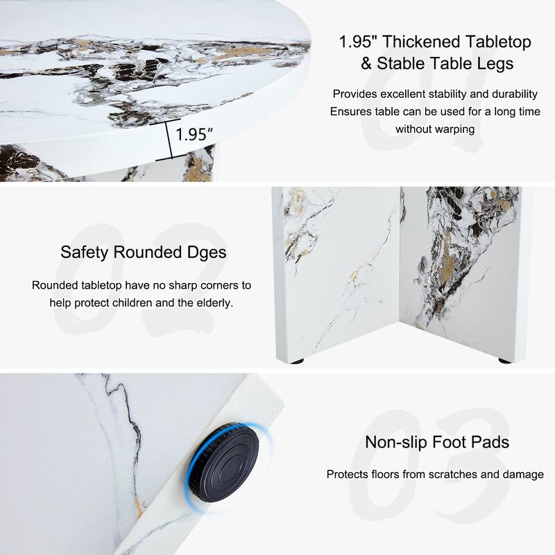 Round Dining Table for 4-6, 42 Inch Modern Kitchen Table Small Dinner Table MDF Kitchen Dinning Table for Cafe Restauran