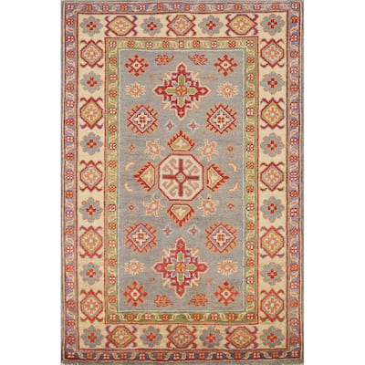 Gray Kazak Traditional Foyer Rug Handmade Wool Carpet - 2'9"x 4'3"