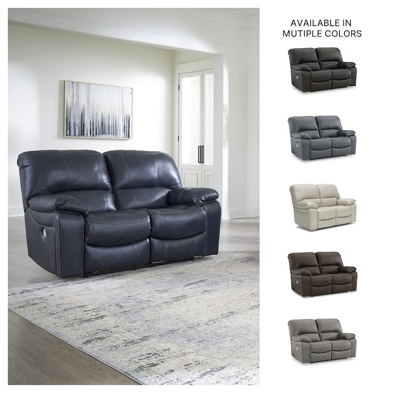 Signature Design by Ashley Leesworth Blue Power Reclining Loveseat - 65"W x 41"D x 41"H