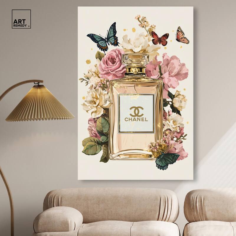 Glam Bloom Butterfly Perfume Canvas by Art Remedy, Gallery Wrapped