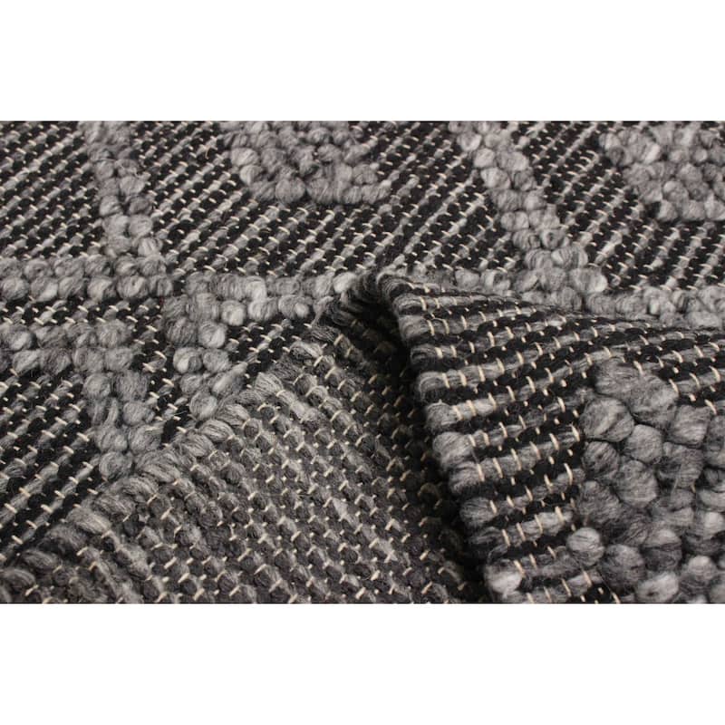 ECARPETGALLERY Braid weave Sienna Black Wool Rug - 5'1 x 7'3