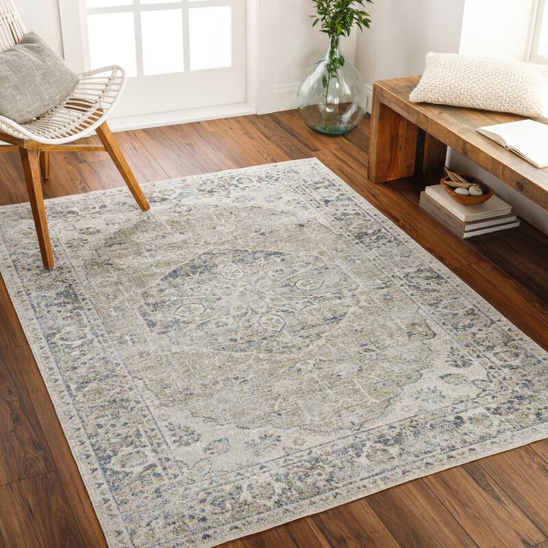 Livabliss Lillian Machine Washable Vintage Area Rug - 2'3" x 3'9" - Taupe/Slate