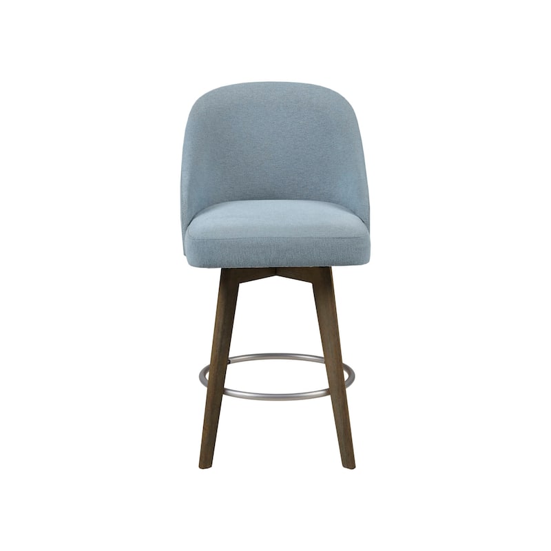 Madison Park Pearce Swivel Upholstered Counter Stool with Solid Wood Legs & Metal Footrest