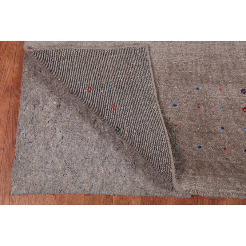 Light Brown Tribal Gabbeh Indian Area Rug Handmade Wool Carpet - 7'11" x 11'7"