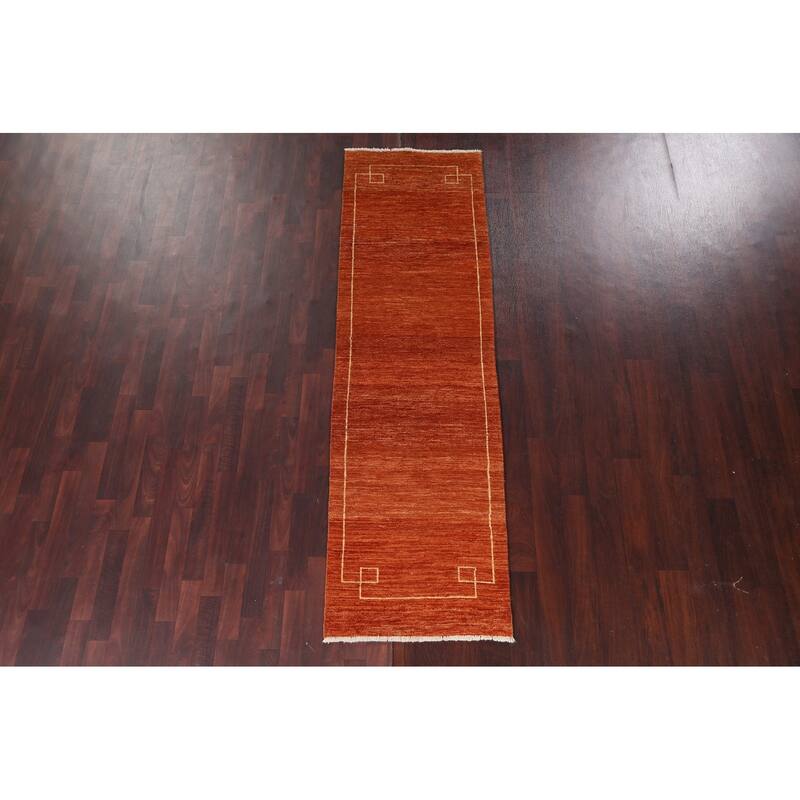 Bordered Gabbeh Kashkoli Oriental Runner Rug Hand-knotted Wool Carpet - 2'5" x 8'5"