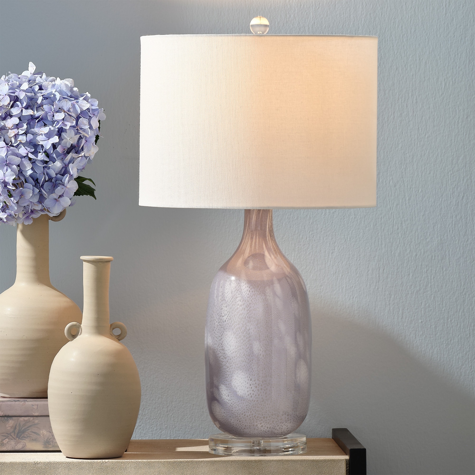 Alden Decor Allenbury Glass Table Lamp, Lavender