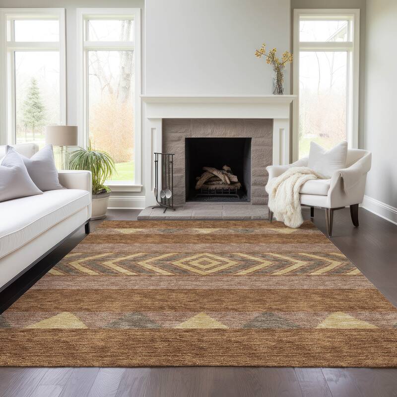 Machine Washable Indoor/ Outdoor Global Boho Chantille Rug