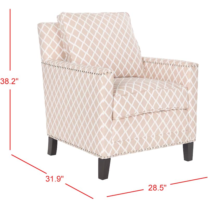 Safavieh Buckler Peach Pink/ White Polyester Fabric Club Chair - 28.5" x 31.9" x 38.2"