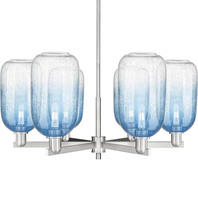 Innovations Lighting 716-6CR-17-24 Brookhaven Cloche Chandelier - Satin Nickel / Sapphire Blue