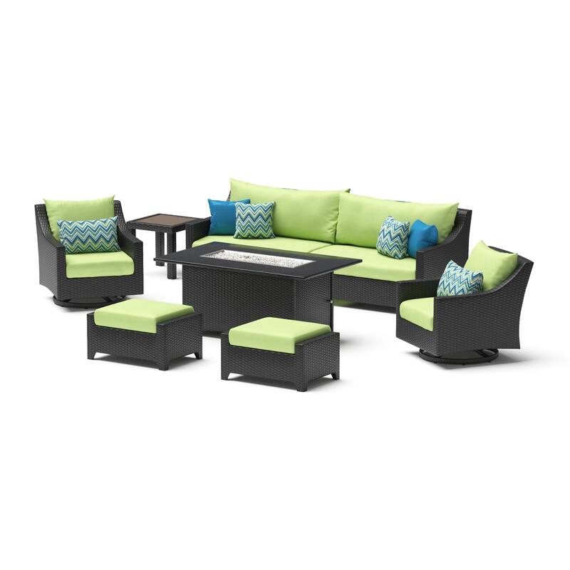 Deco 8 Piece Sunbrella Outdoor Patio Motion Fire Set with Table