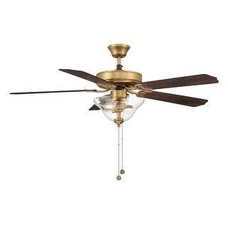 Trade Winds Tobias 52" 2-Light Ceiling Fan in Natural Brass with Clear Bubble Glass