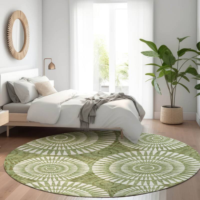 Premium Washable Super Soft Casual Geo Mayfield Rug - Green - 8' x 8'