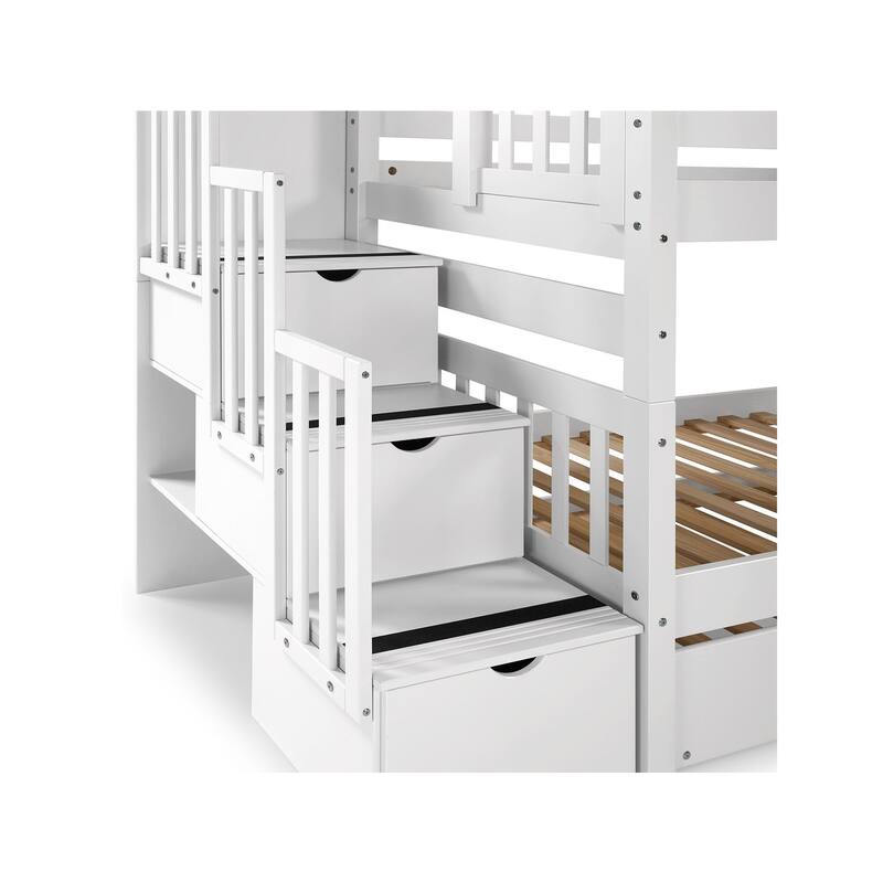 Taylor & Olive Trillium Twin over Twin Stairway Bunk Bed, Twin Trundle