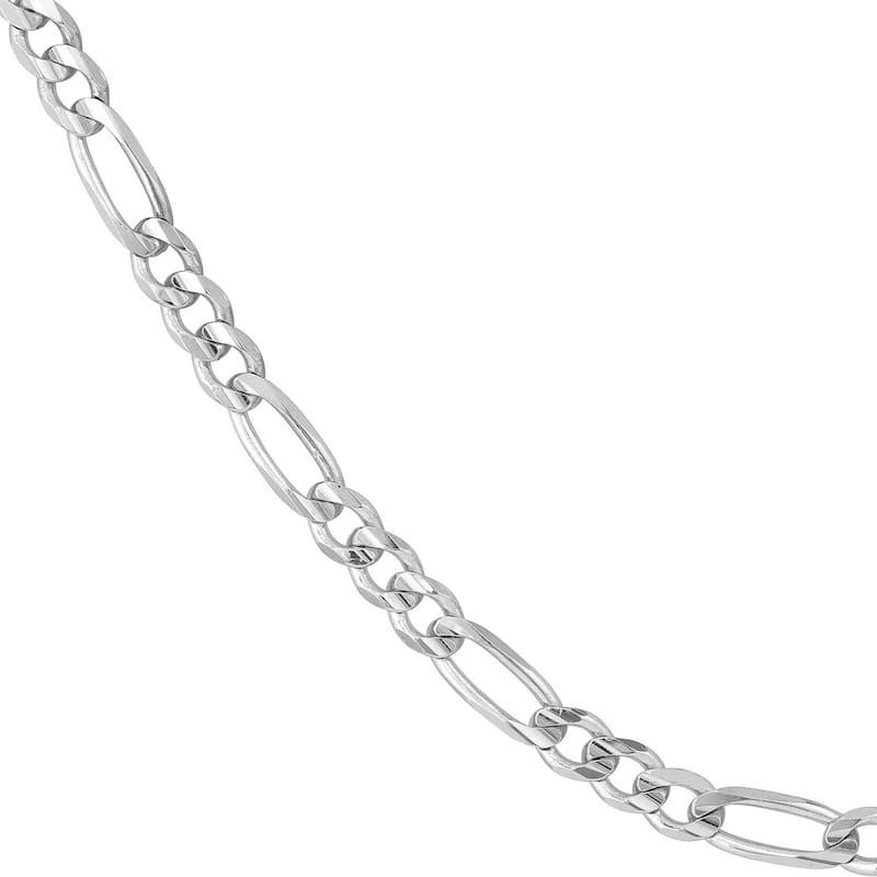 Curata 925 Sterling Silver Rhodium 5.8mm Concave Figaro Chain Necklace For Men (Lobster)