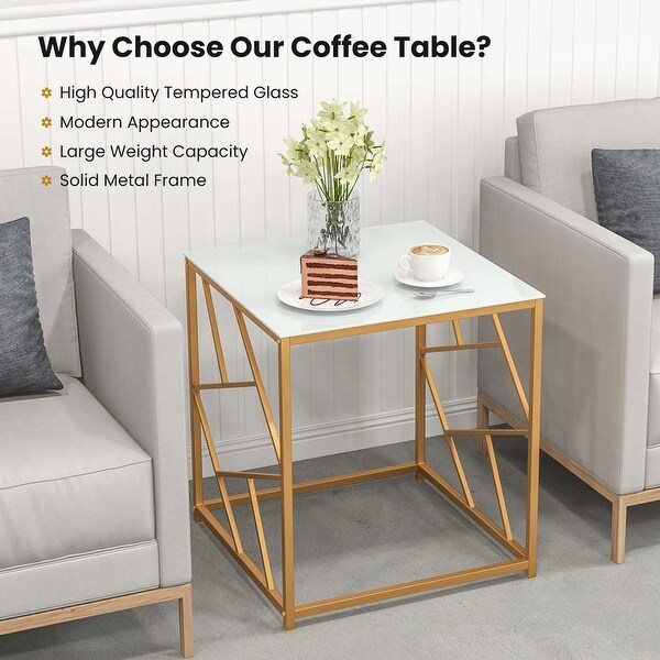 Costway 19.5'' Side Table Square Bedside Sofa Accent Coffee