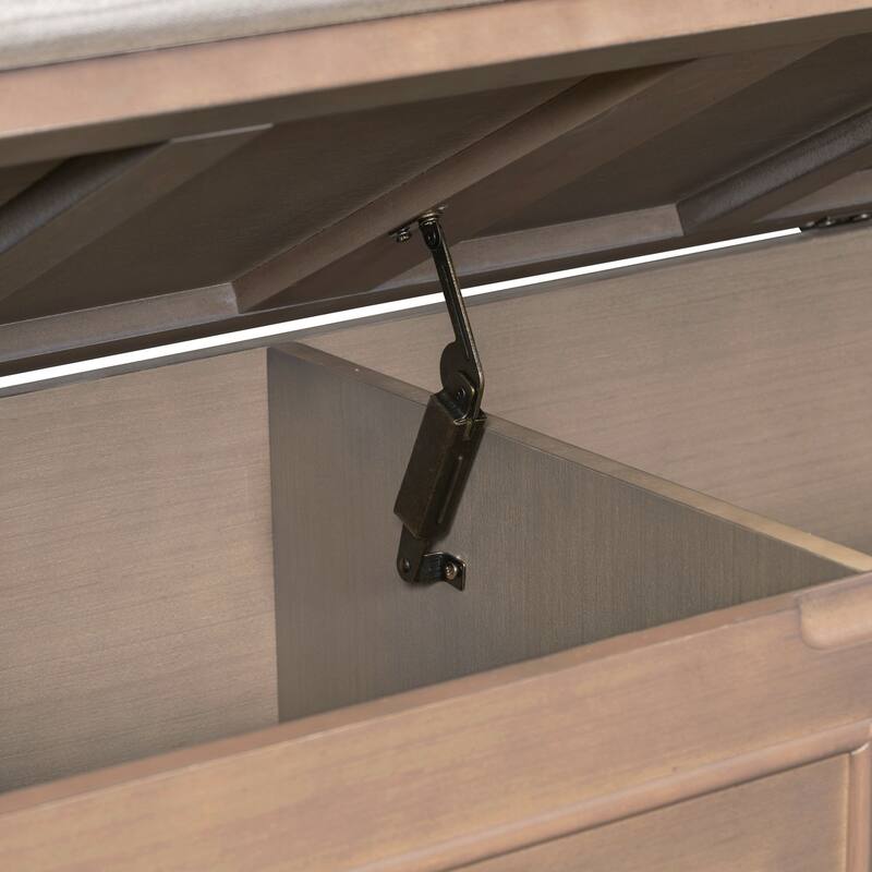 Rustic Style Solid wood Entryway Multifunctional Storage Bench with Safety Hinge