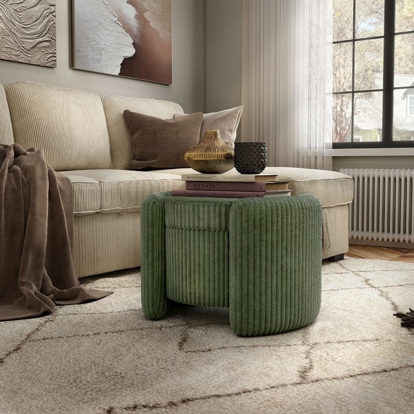 slide 2 of 31, 247 Shop At Home Modern Round Chenille Storage Ottoman with Flip Top Green