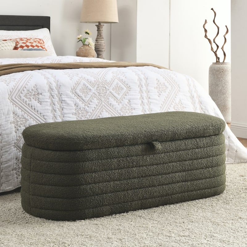 Length 45.5 inchesStorage Ottoman Bench with Safety Hinge