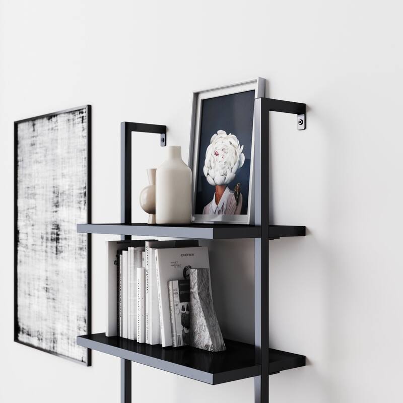 Nathan James Theo 5-Shelf Ladder Bookcase Wood with Metal Frame