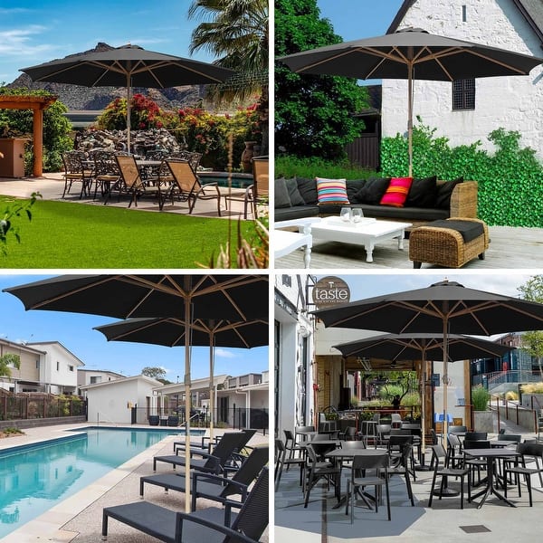 large patio umbrella with black pole AreShark 9 FT for Outdoor, Outdoor Table Umbrella Push Button Tilt and Crank, Outdoor Patio Umbrellas with 8 Sturdy Ribs for Market, Garden, Pool (Black) : Patio and everyday outdoor setups 10ft 3-Tier Patio Market Umbrella