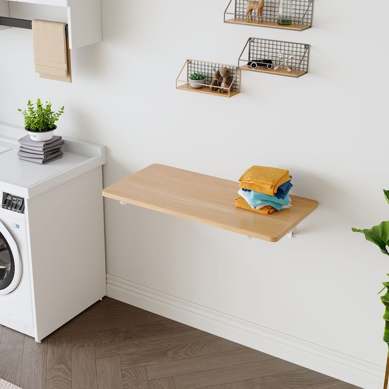 Small Spaces Folding Table Wall Mounted Magazine Holder - Natural
