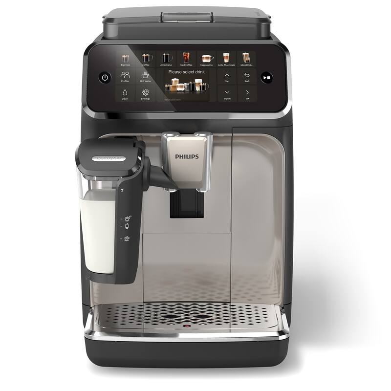 Philips 4400 Fully Automatic Espresso Machine with LatteGo Milk Frother, Black and Chrome