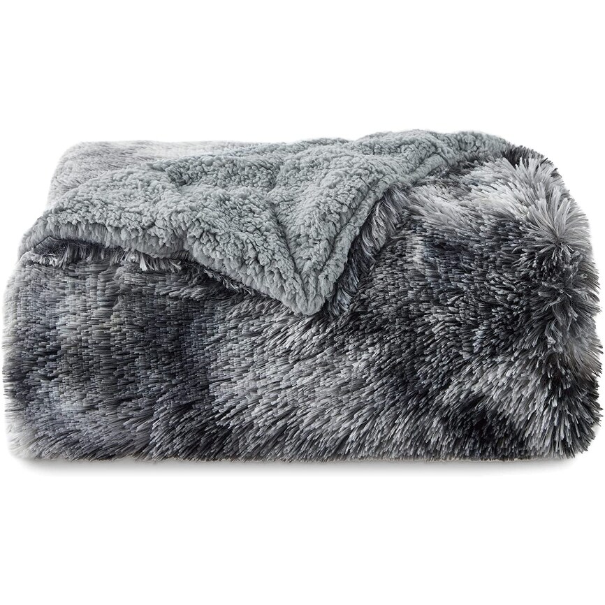 Faux Fur Throw Blanket Super Soft Blankets for Sofa White