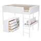 preview thumbnail 33 of 84, Modern Teddy Fleece Loft Bed with Storage Shelf, Drawers & Desk, Multi-Functional Wood Loft Bed Frame w/Soft Padding