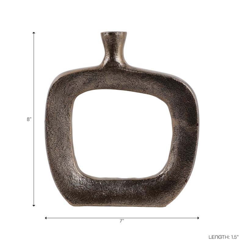 Modern Square Metal Bud Vase with Open Cut Out - Tall Flower Vase