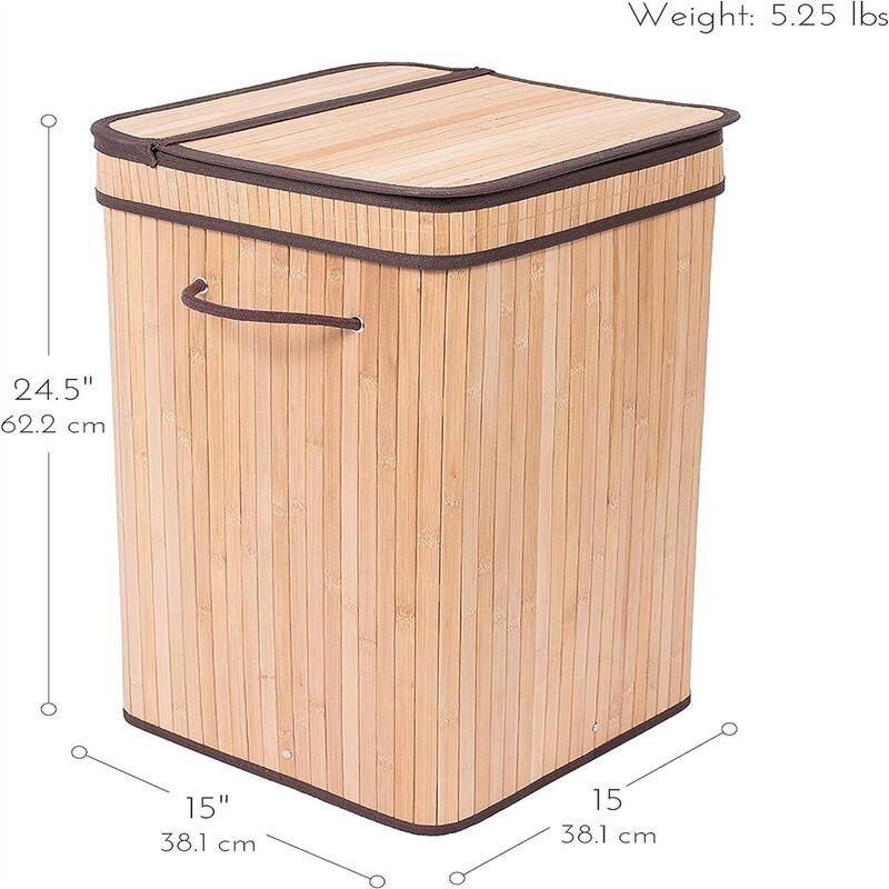 Laundry Hamper with Lid - 15"L x 15"W x 24.5"H