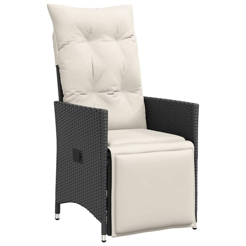 vidaXL Patio Dining Set with Cushions Bistro Futniture Set Black Poly Rattan - 22.0 x 23.2 x 36.2
