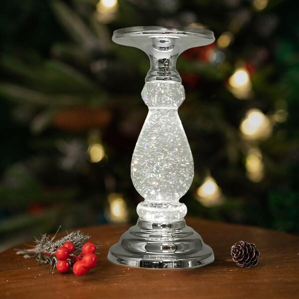 Swirling Glitter LED light up pedestal candle holder with On Off switch. Set of 2 On Sale Bed Bath Beyond 39317180