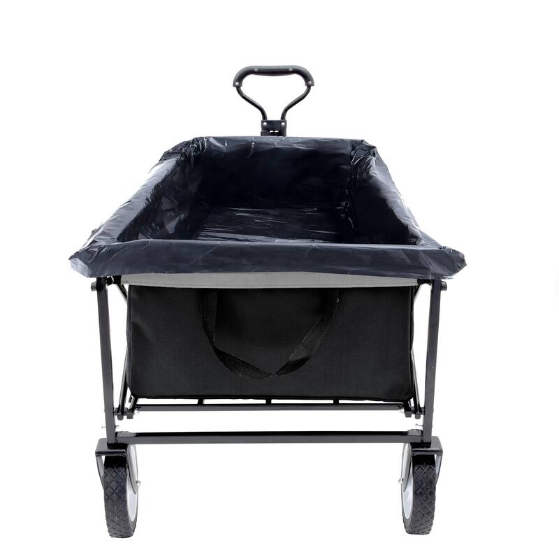 360lb Capacity Heavy-Duty Collapsible Wagon - with Storage Straps & 3-Piece Liner Bag Set