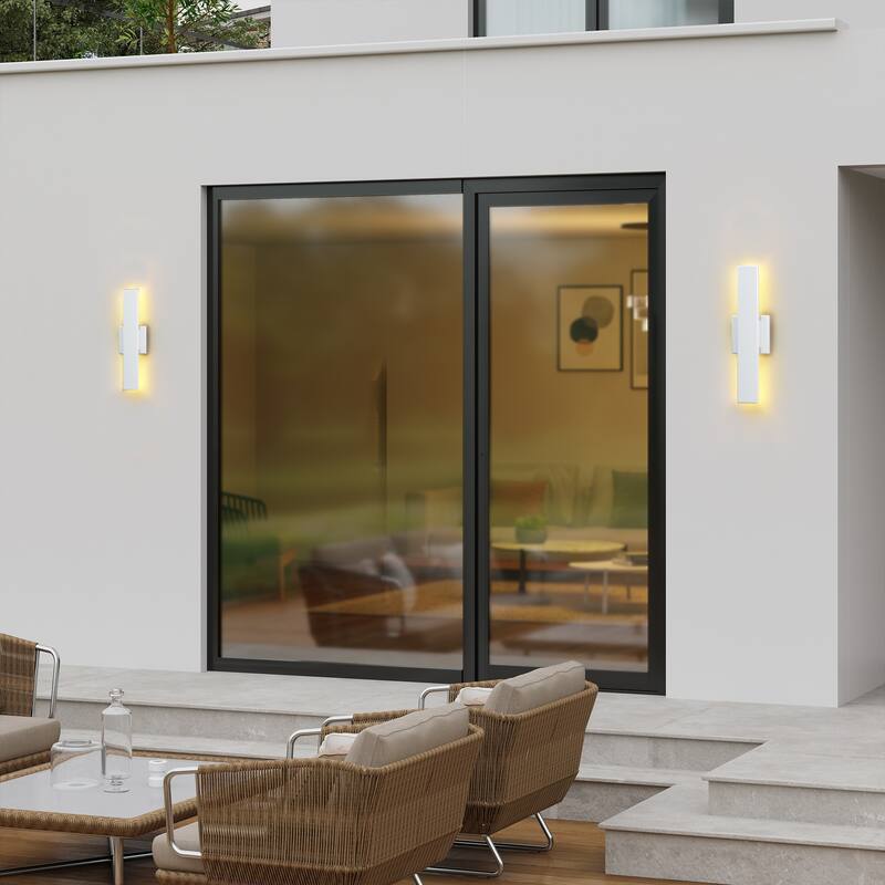 2Pack Outdoor Hardwired Bar Wall Light Linear Sconce with LED Source