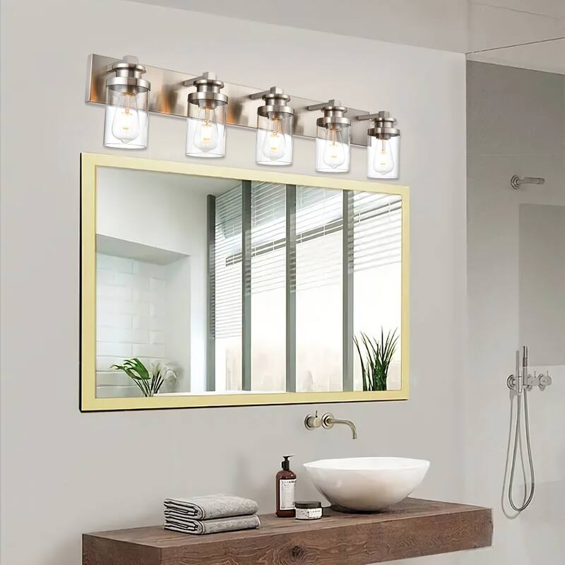 Industrial Vanity Light fixture with Clear Glass Shade