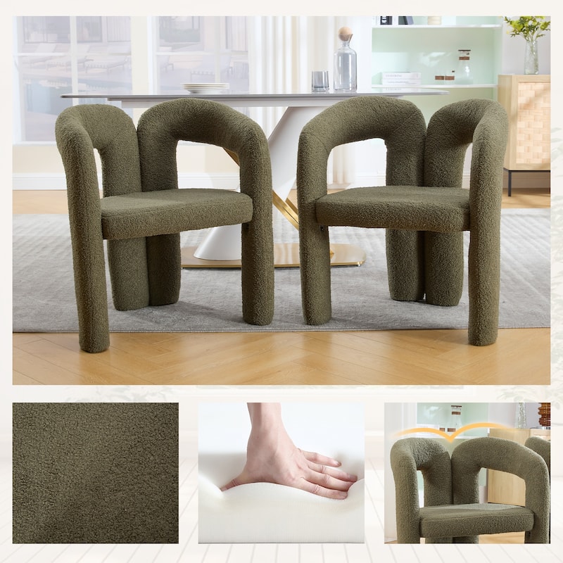 Set of 2 Accent Chair Reception Chair Vanity Chair Dressing Chair, Stylish Side Chair Olive Green Reading Chair