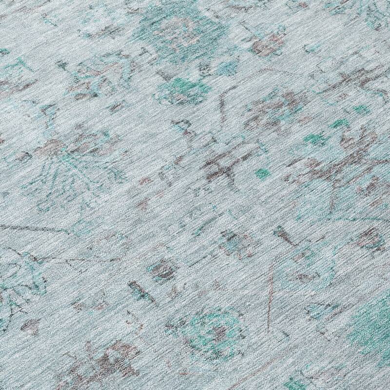 Machine Washable Indoor/ Outdoor Traditional Border Chantille Rug