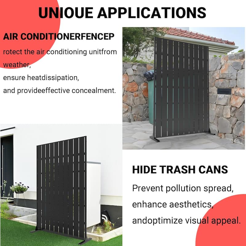 Metal Privacy Screen Outdoor Privacy Panels 72"H x 47"W, Freestanding Patio Divider for Garden, Deck, Balcony, Backyard