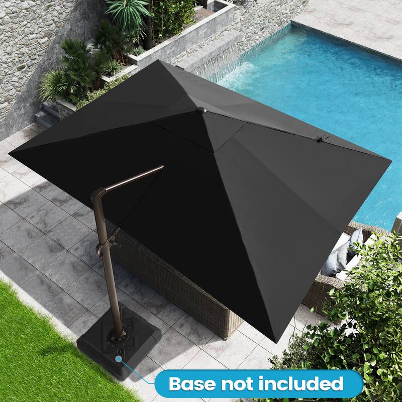 10 x 13 FT Luxury Outdoor Shade Canopy Patio Cantilever Offset Umbrella Aluminum with 360-degree Rotation