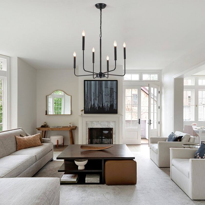 6-Light Candlestick Hanging Linear Chandelier Lighting Ceiling Light for Kitchen Island