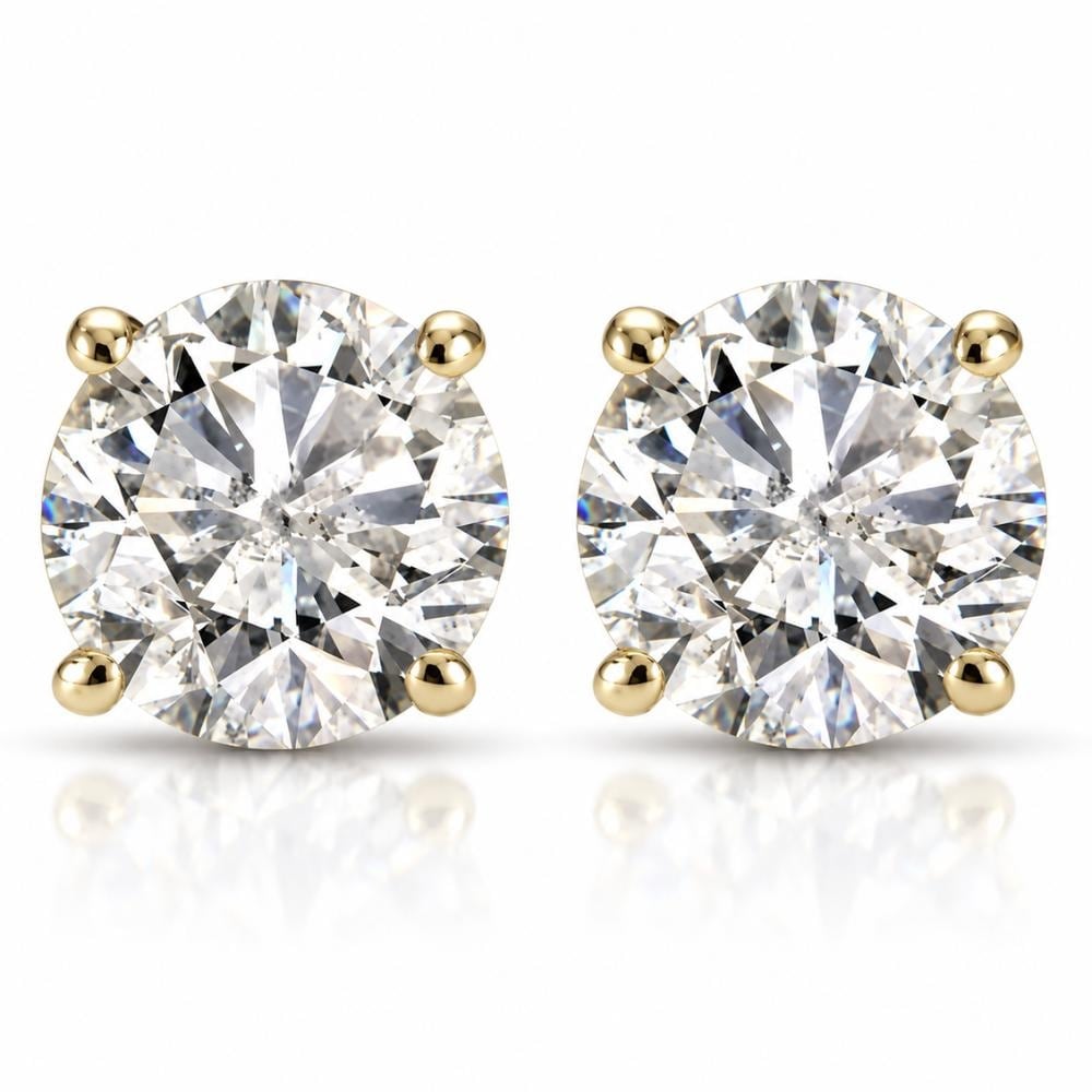 Bliss Diamond 1ct Round Cut Diamond Stud Earrings in Yellow Gold with Screw Backs
