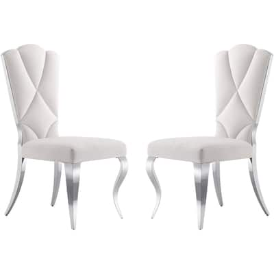 Luxury Velvet Upholstered Dining Room Chairs with Shell-Shaped Back and Stainless Steel Legs